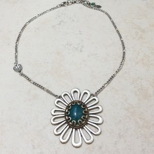 Lucky Brand Teal and Silver Flower Necklace
